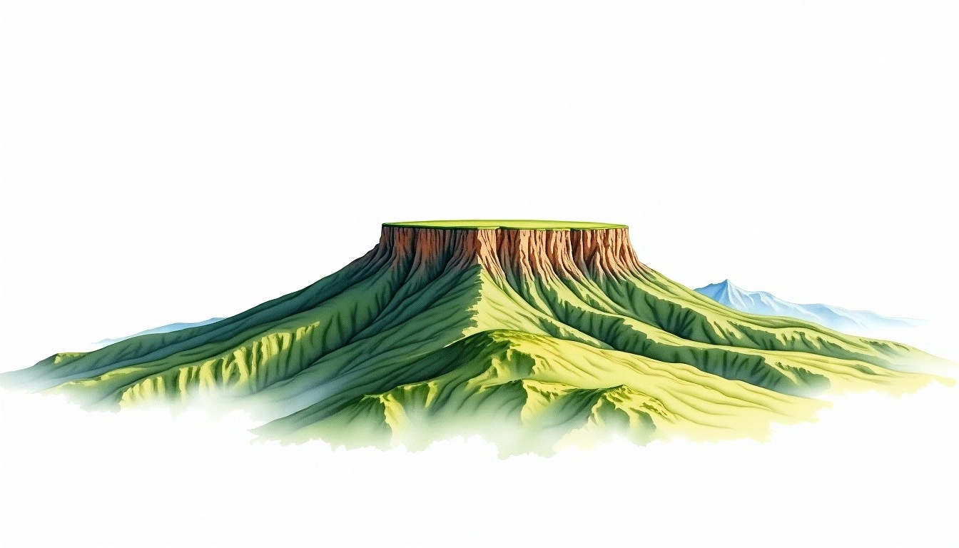 Adamawa Plateau — 1,800m — Cameroon — watercolor illustration