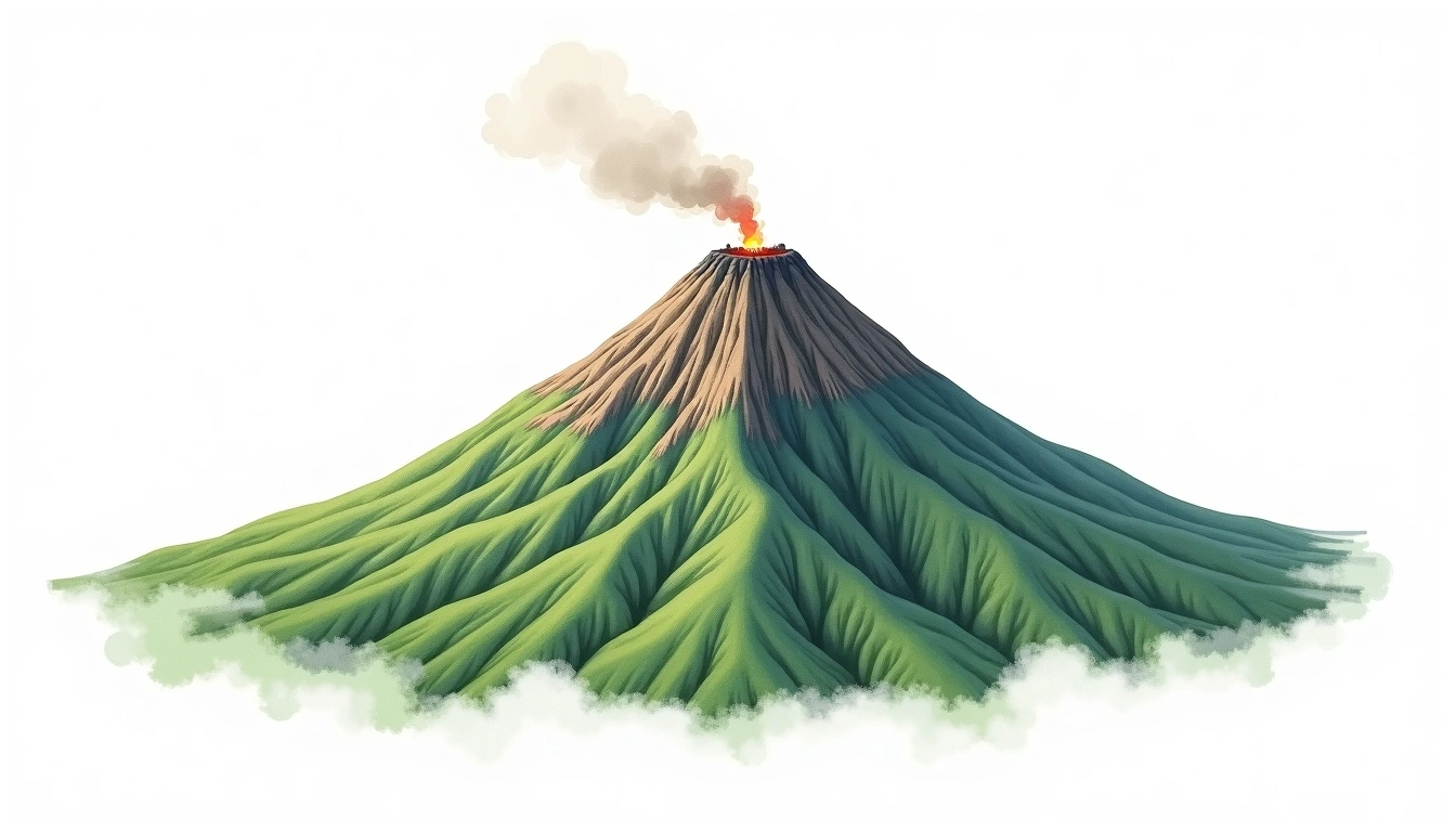 Adatara-yama — 1,700m — Japan — watercolor illustration