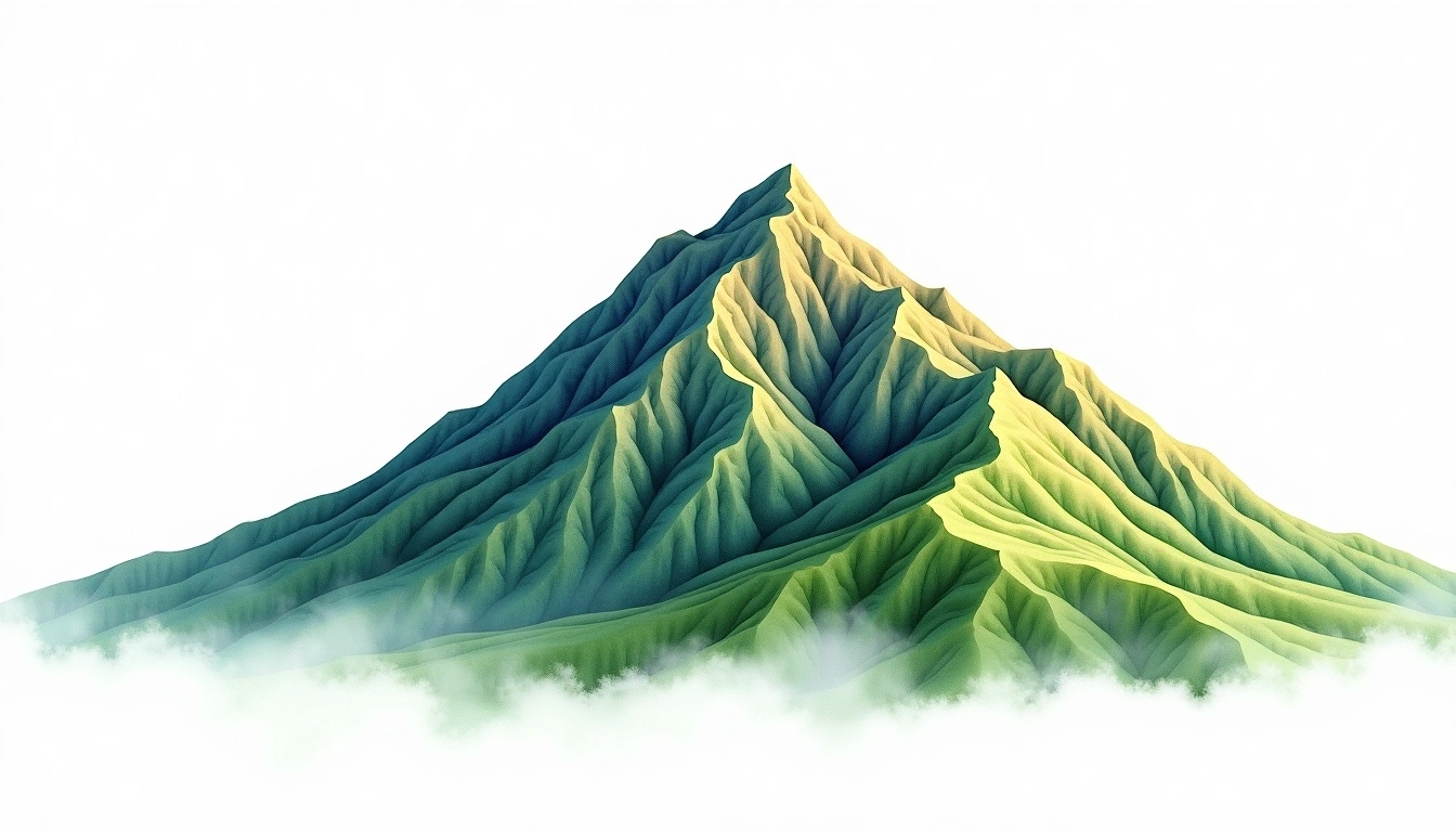 Agou Mountain — 986m — Togo — watercolor illustration