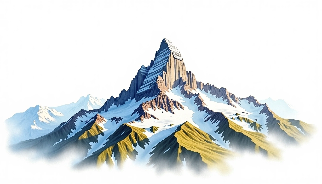 Aiguille du Midi — 3,842m — France — watercolor illustration