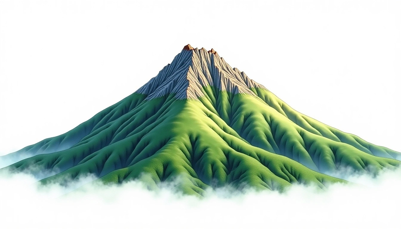 Aizu-Komagatake — 2,133m — Japan — watercolor illustration