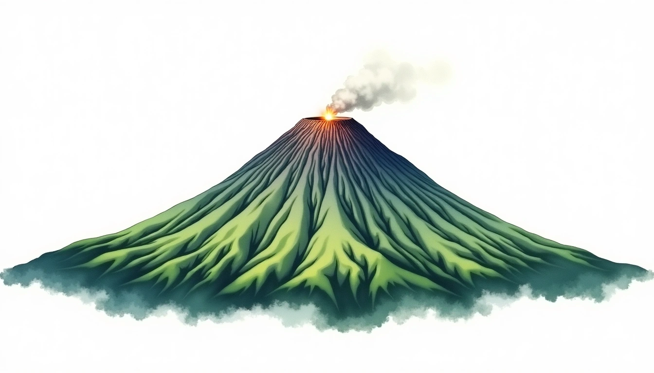 Akagi-san — 1,828m — Japan — watercolor illustration