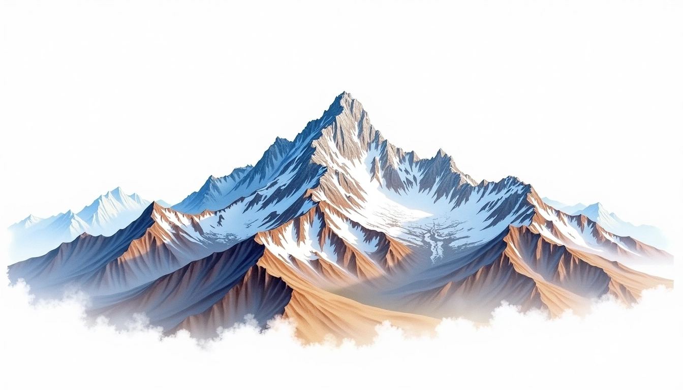 Alam Kuh — 4,850m — Iran — watercolor illustration