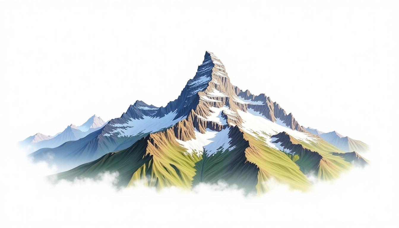 Aletschhorn — 4,193m — Switzerland — watercolor illustration