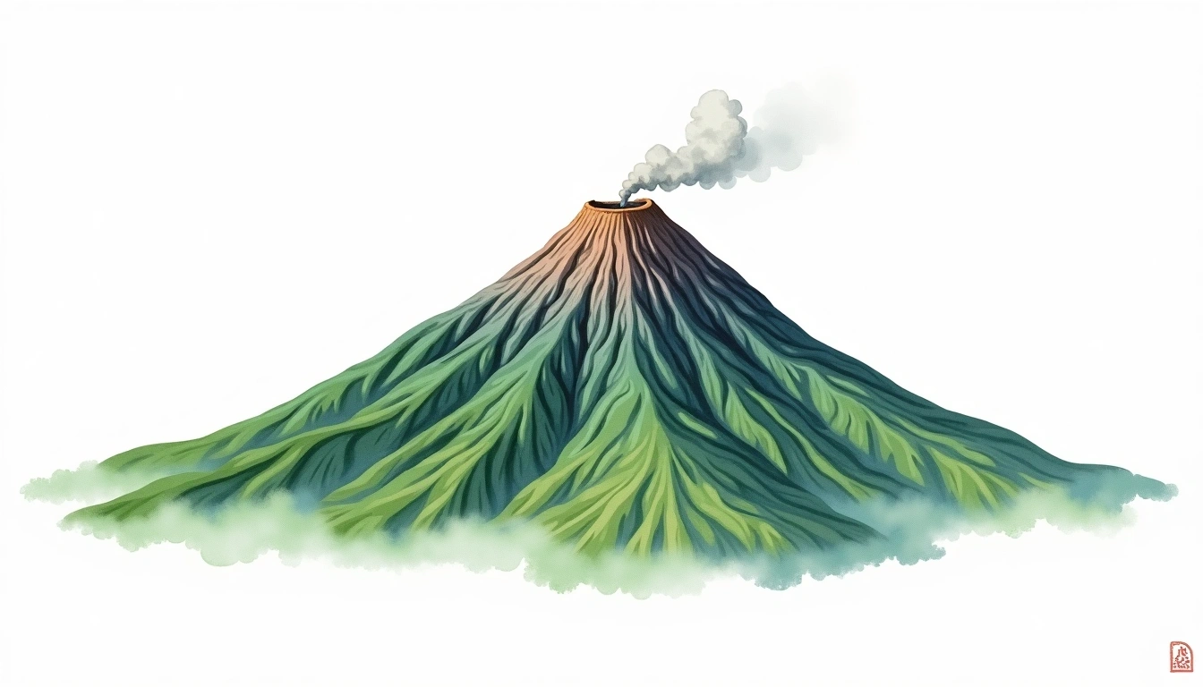 Amagi-san — 1,406m — Japan — watercolor illustration