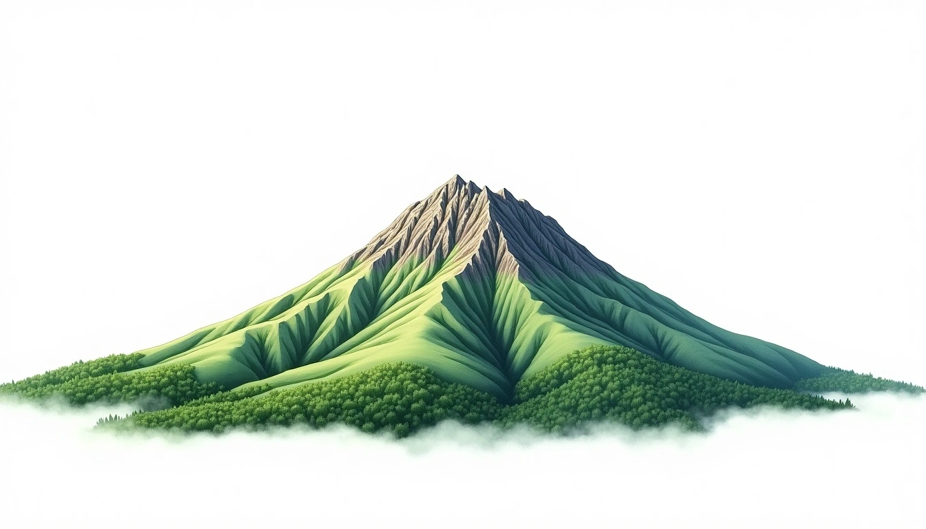 Amakazari-yama — 1,963m — Japan — watercolor illustration