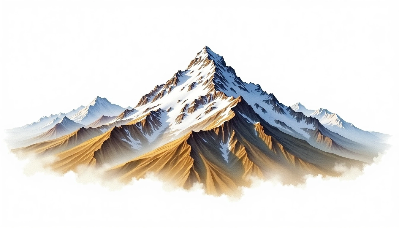 Aneto — 3,404m — Spain — watercolor illustration