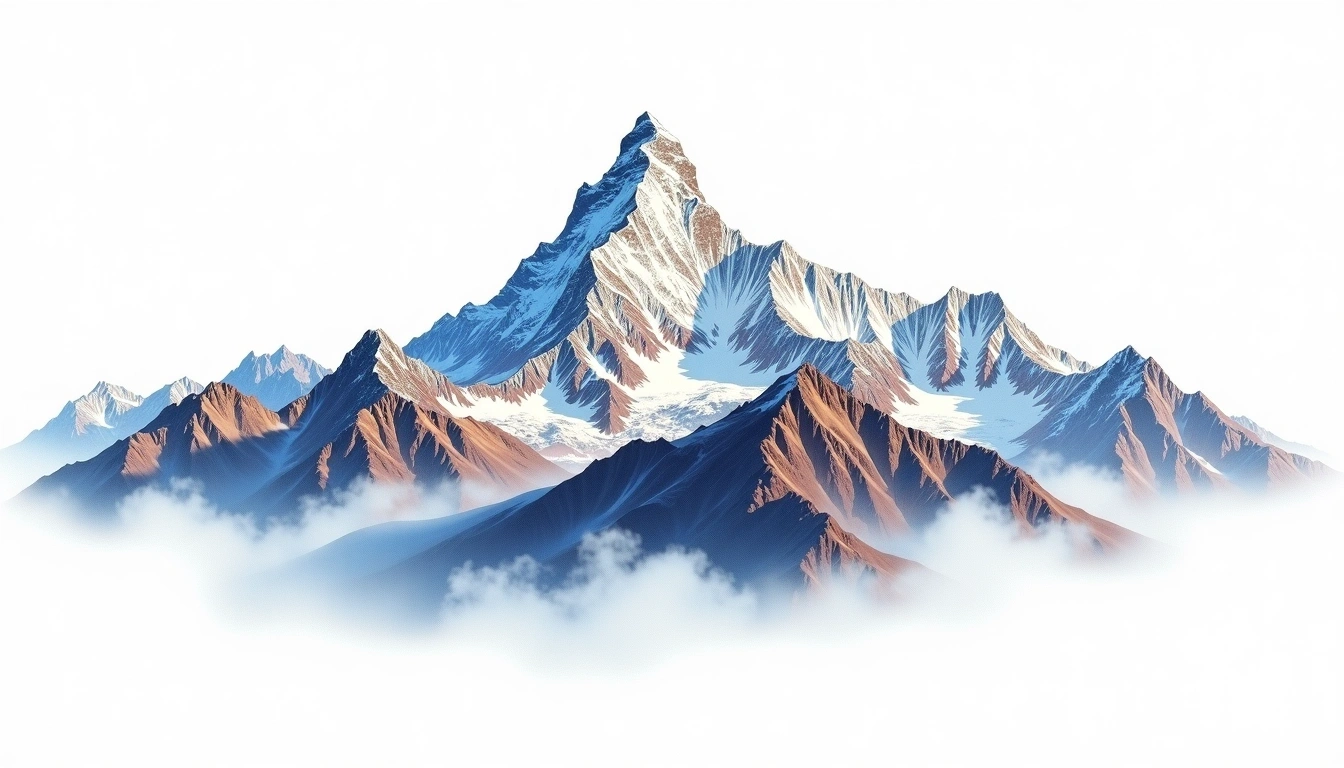 Annapurna South — 7,219m — Nepal — watercolor illustration