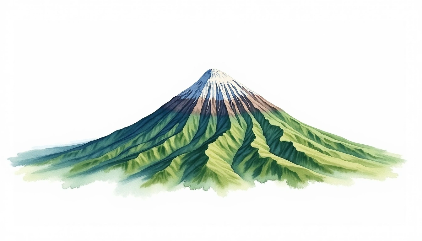 Arakawa-dake — 3,141m — Japan — watercolor illustration