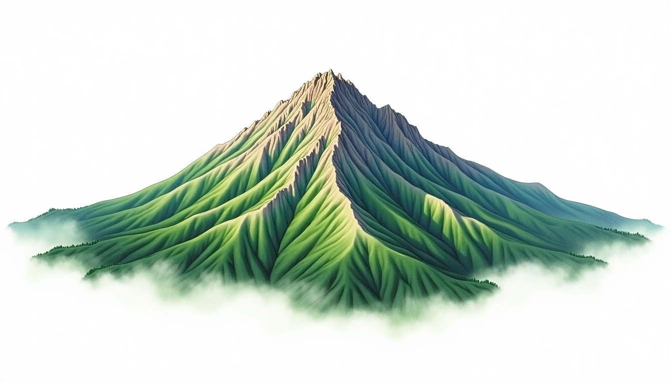 Arashima-dake — 1,523m — Japan — watercolor illustration