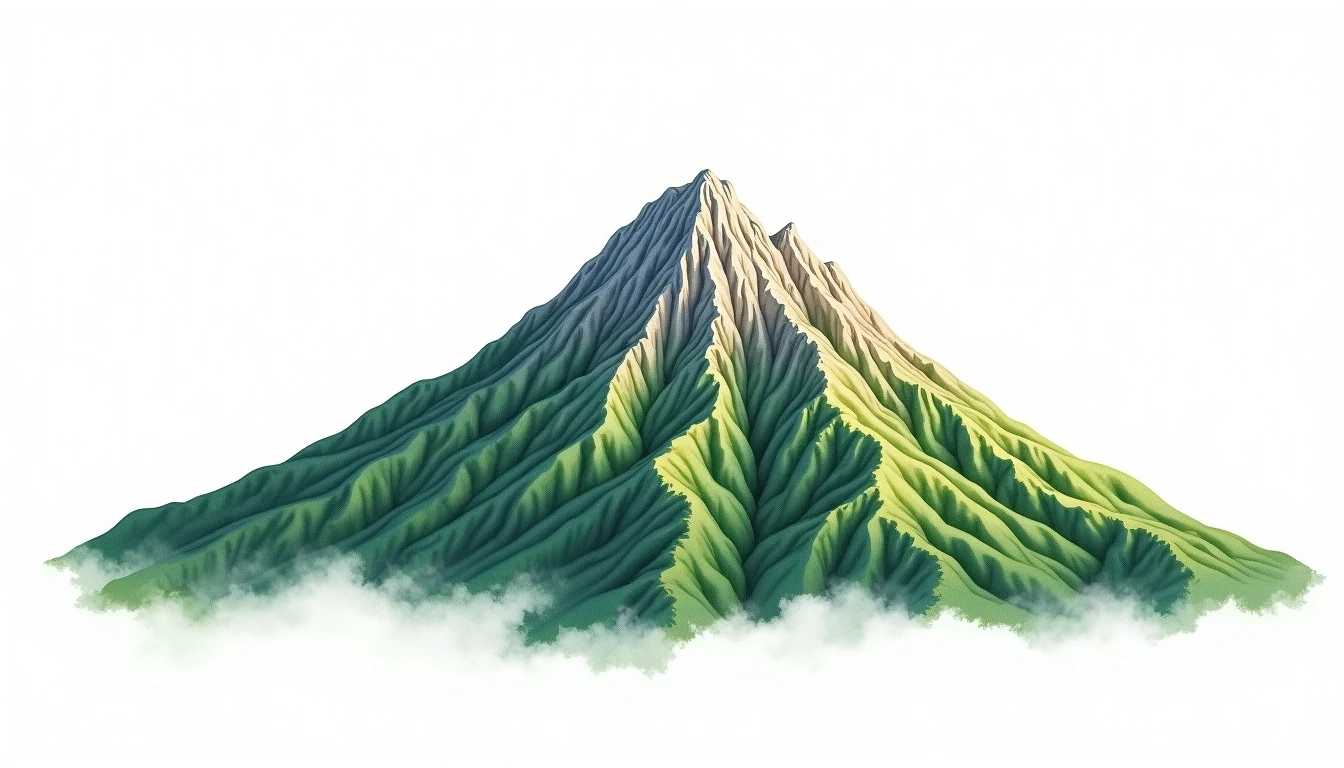 Asahi-dake (Dewa) — 1,871m — Japan — watercolor illustration