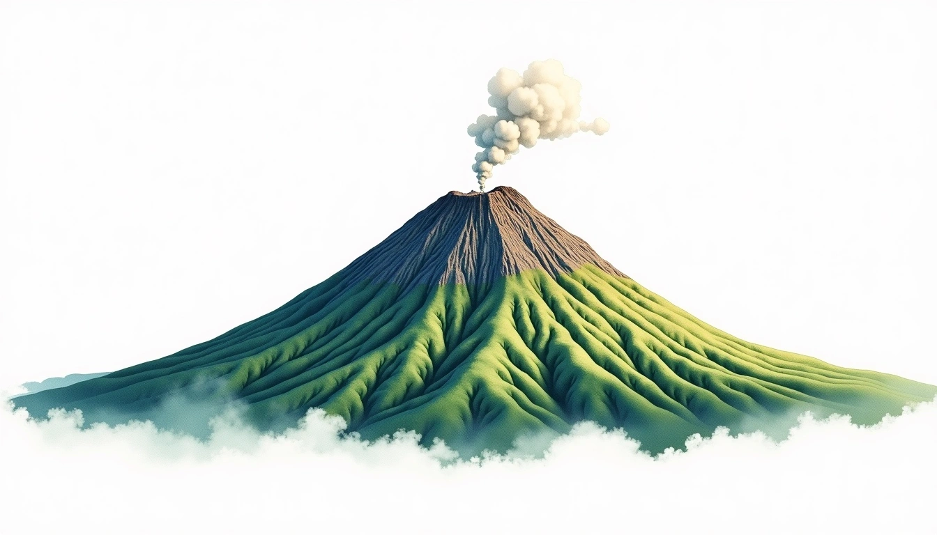 Asama-yama — 2,568m — Japan — watercolor illustration