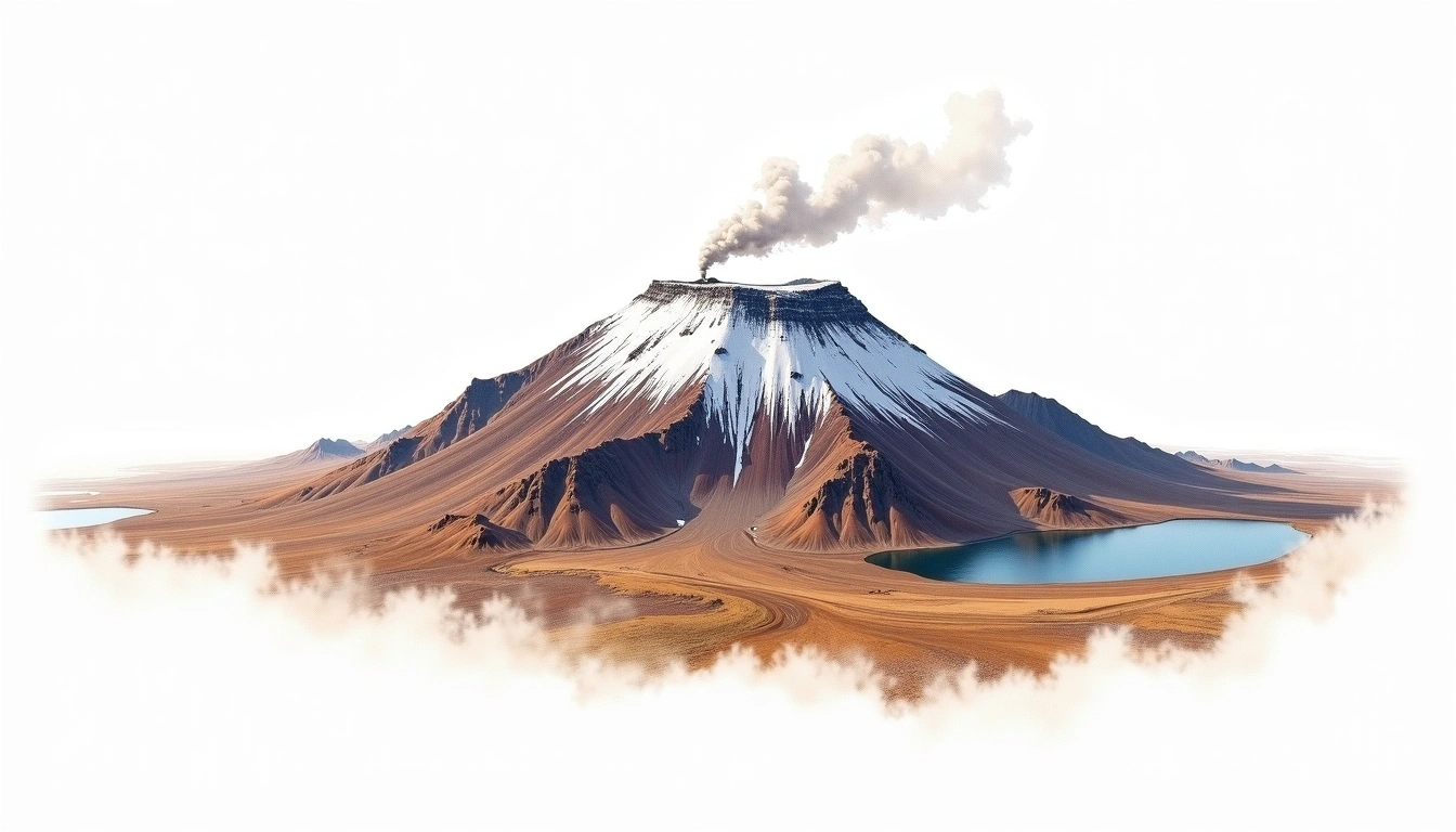 Askja — 1,516m — Iceland — watercolor illustration