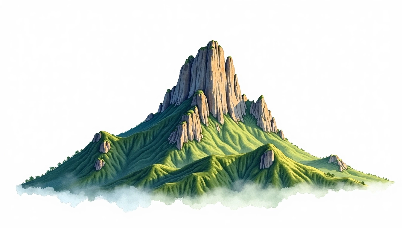 Auyantepui — 2,535m — Venezuela — watercolor illustration