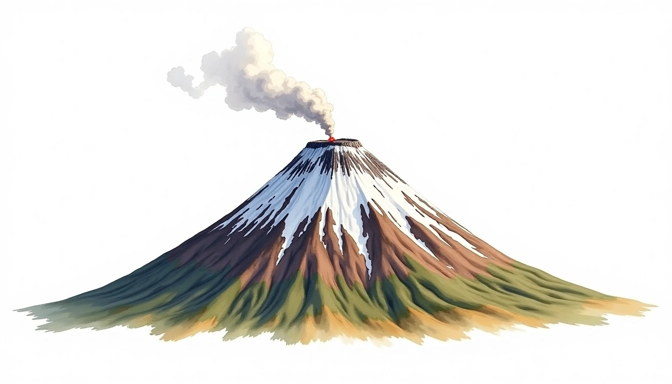 Avachinsky Volcano — 2,741m — Russia — watercolor illustration