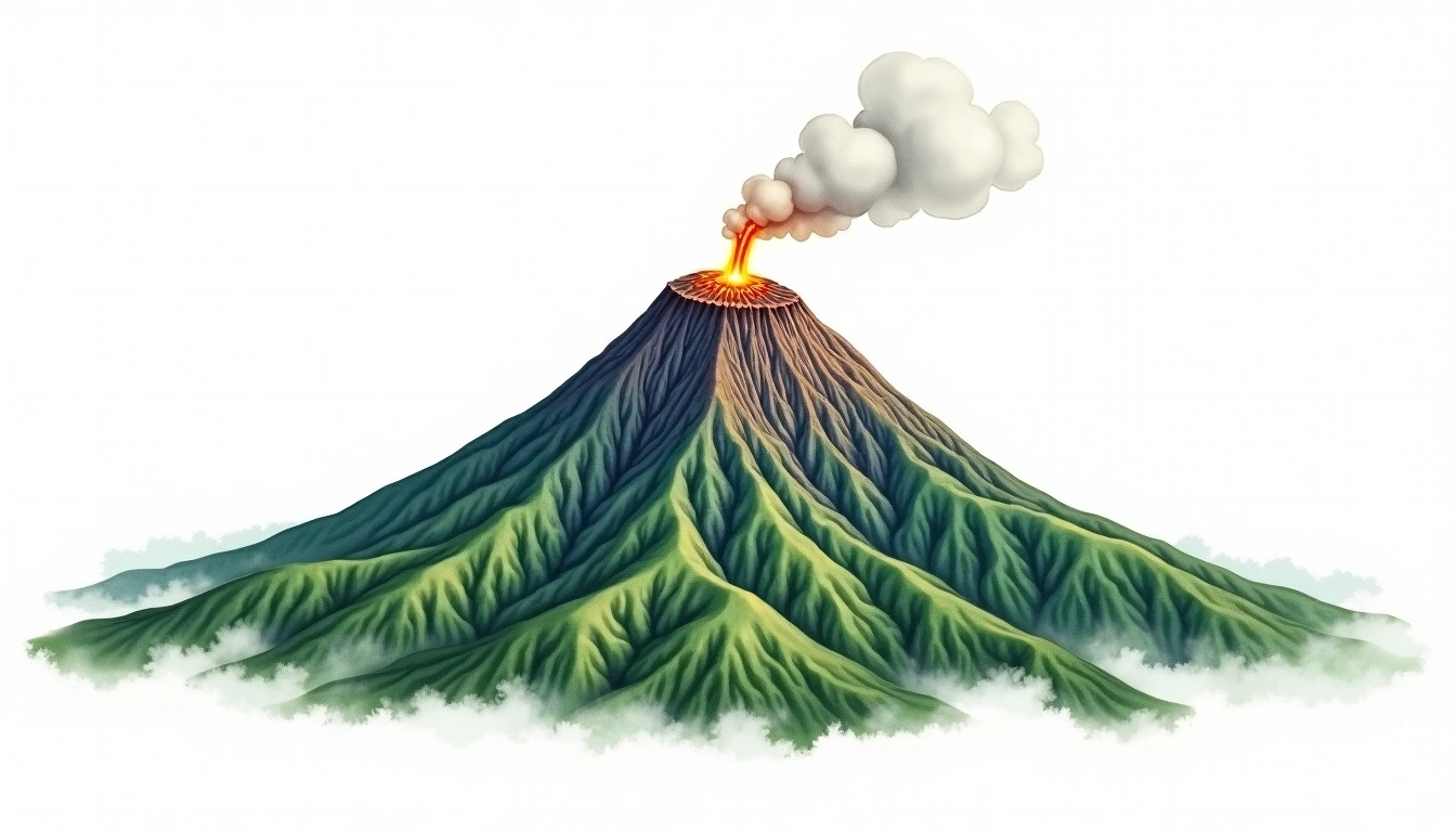 Azuma-yama — 2,035m — Japan — watercolor illustration