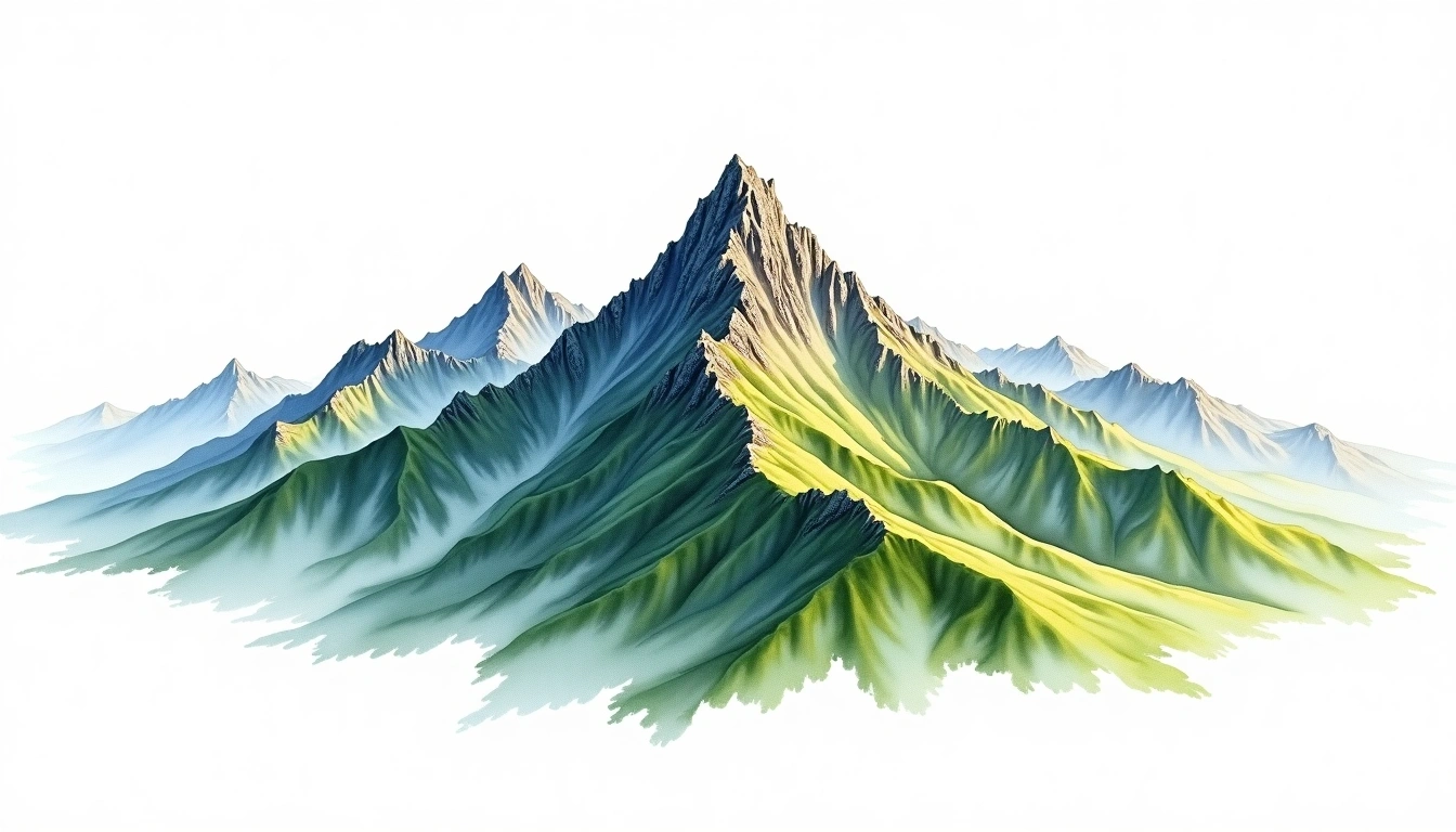 Baba Shan — 3,449m — Taiwan — watercolor illustration