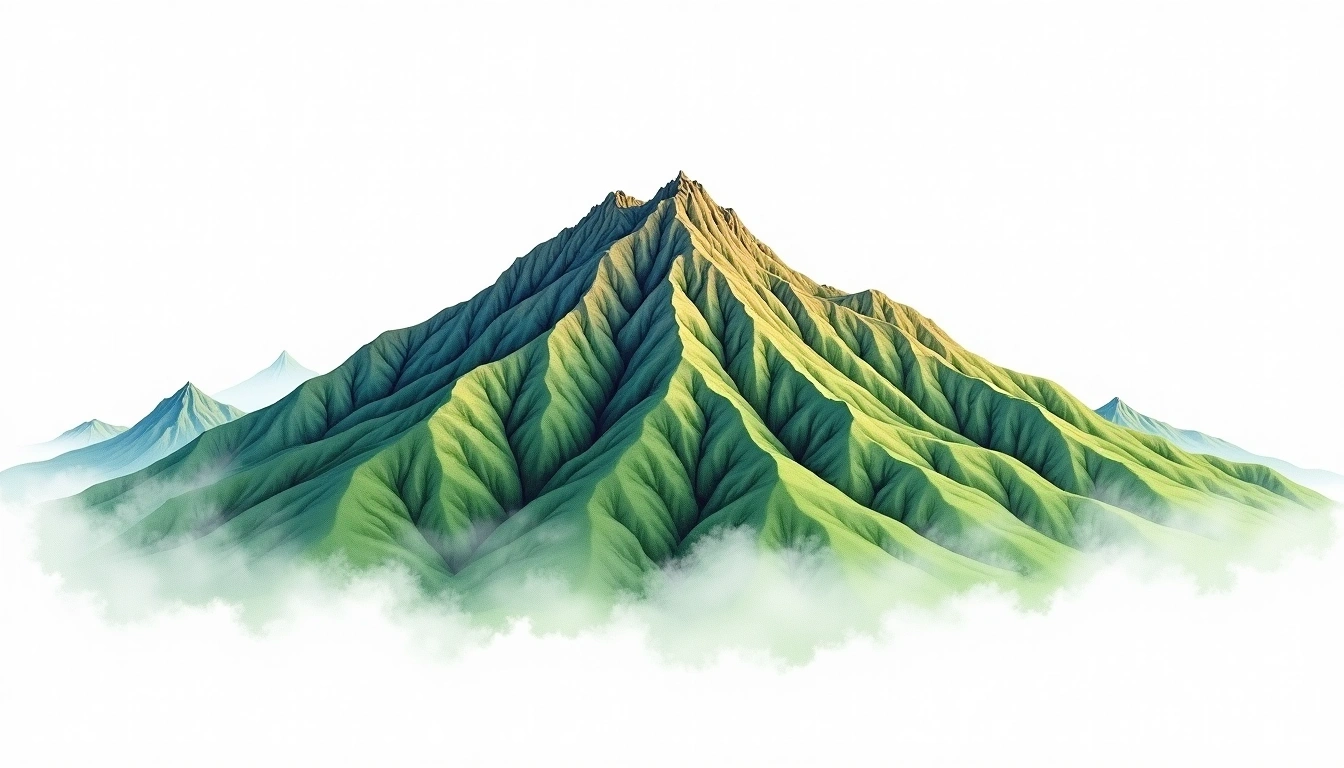 Baegunsan (Jeongseon) — 1,426m — South Korea — watercolor illustration