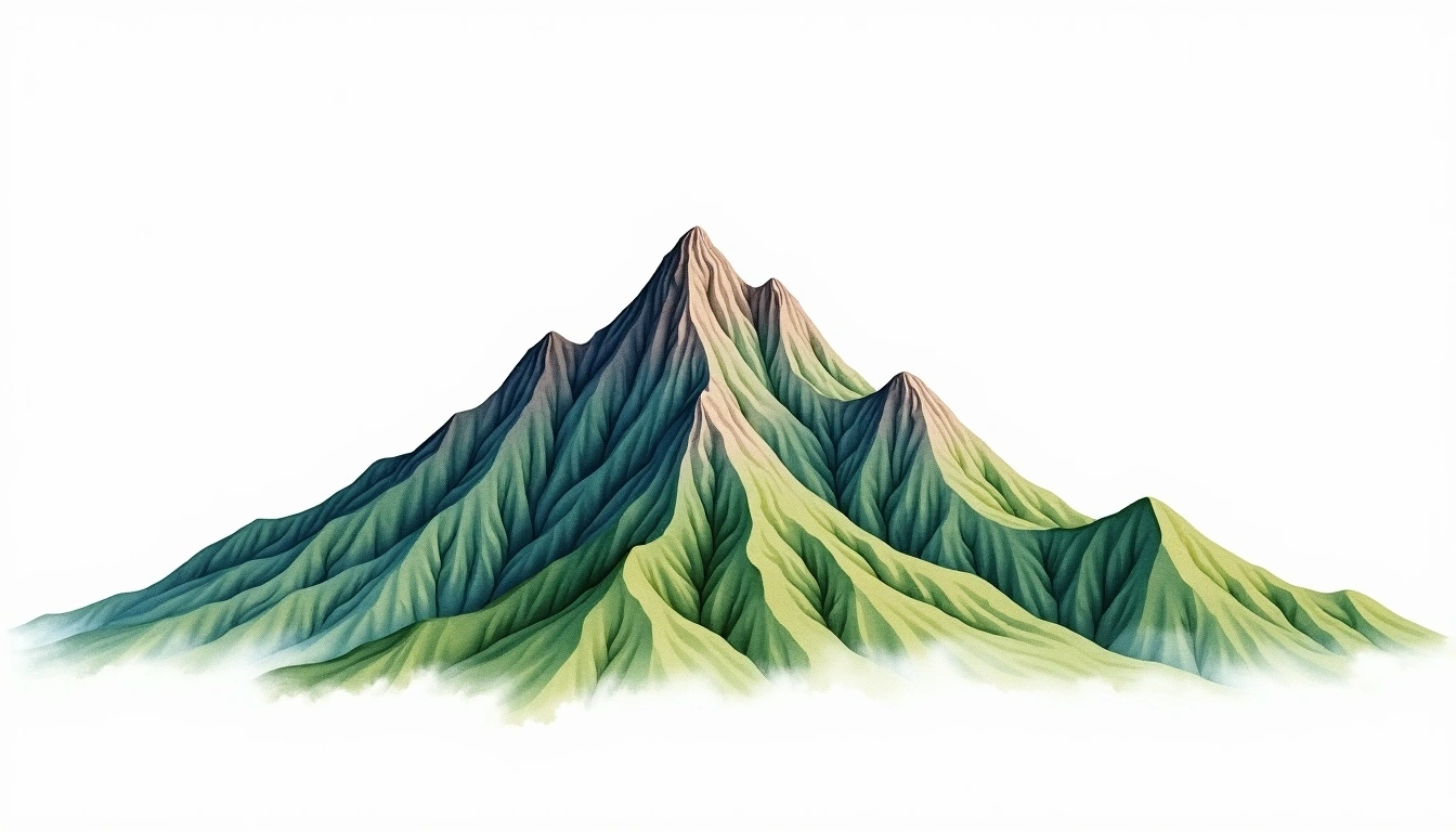 Baekdeoksan — 1,350m — South Korea — watercolor illustration