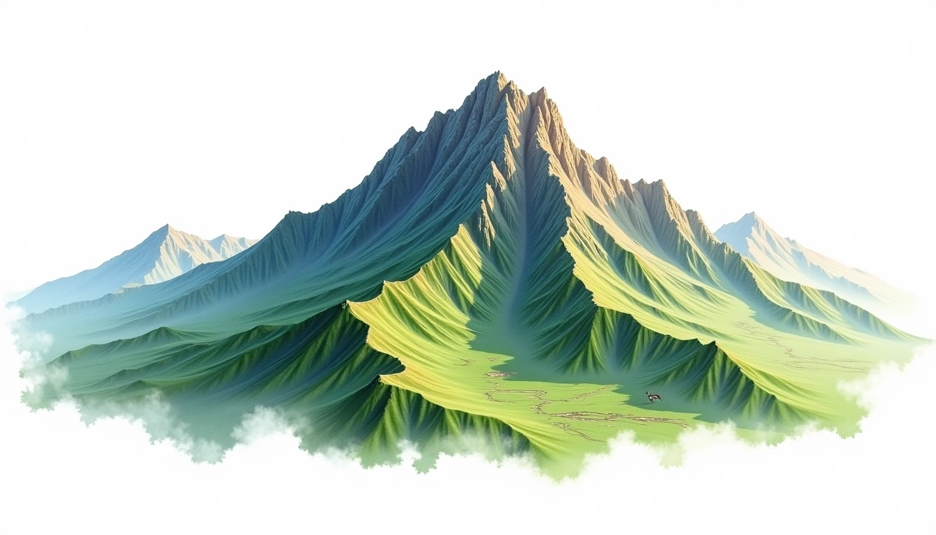 Baigu Dashan — 3,341m — Taiwan — watercolor illustration