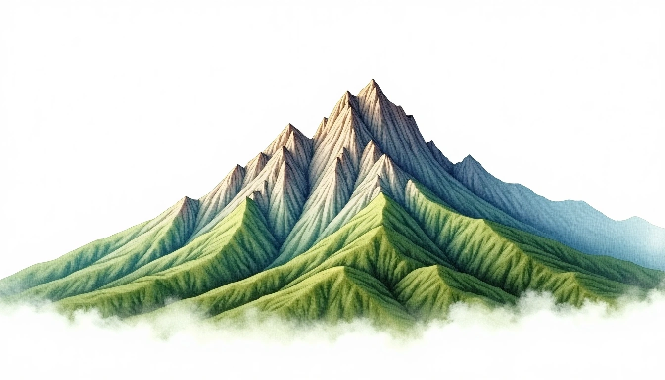 Bamboutos Mountains — 2,740m — Cameroon — watercolor illustration