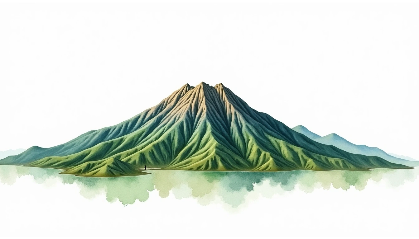 Bangtaesan — 1,444m — South Korea — watercolor illustration