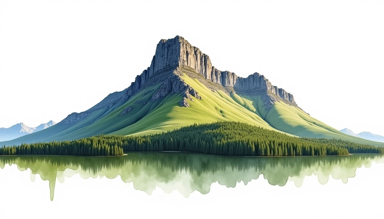 Cradle Mountain Barn Bluff — 1,559m — Australia — watercolor illustration