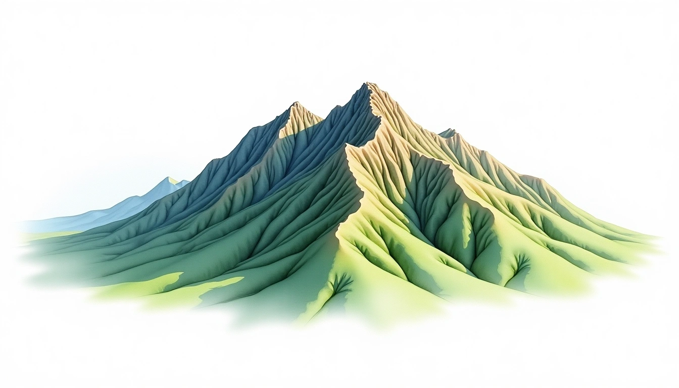 Basin Mountain — 1,468m — United States — watercolor illustration