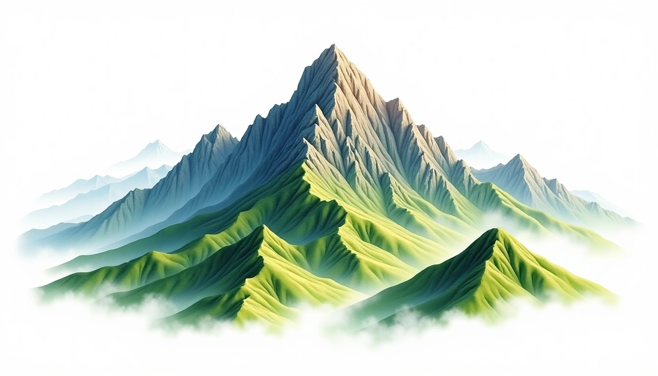 Batongguanshan — 3,245m — Taiwan — watercolor illustration