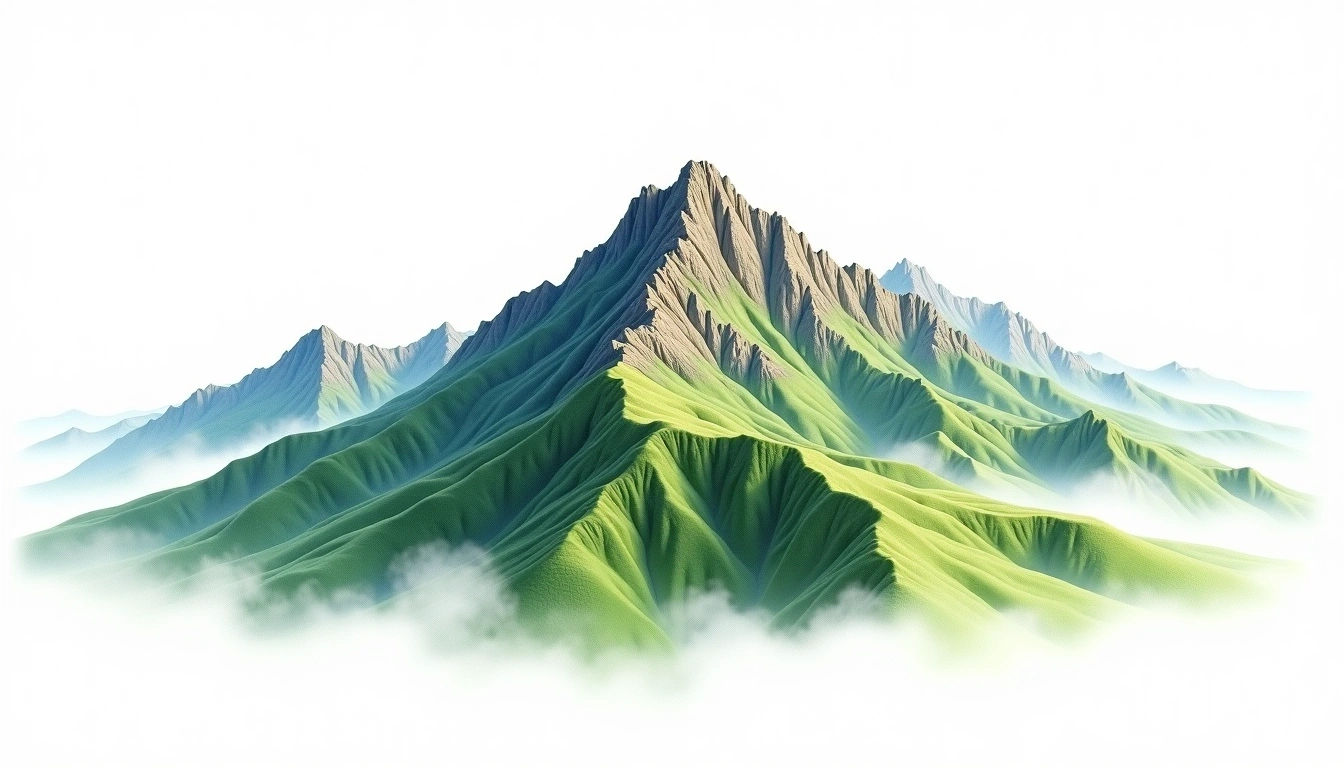 Beihehuan Shan — 3,422m — Taiwan — watercolor illustration