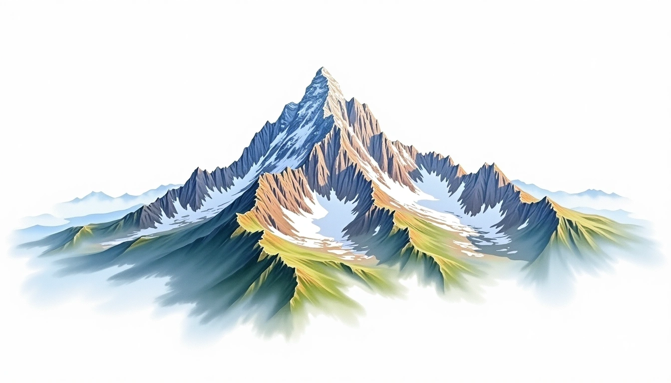 Bernina Biancograt — 3,995m — Switzerland — watercolor illustration