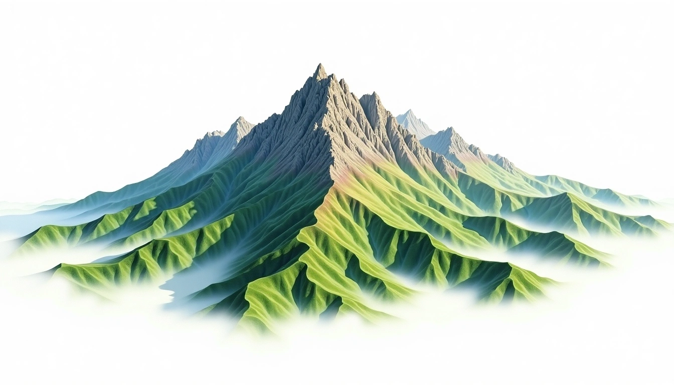 Bilu Shan — 3,371m — Taiwan — watercolor illustration