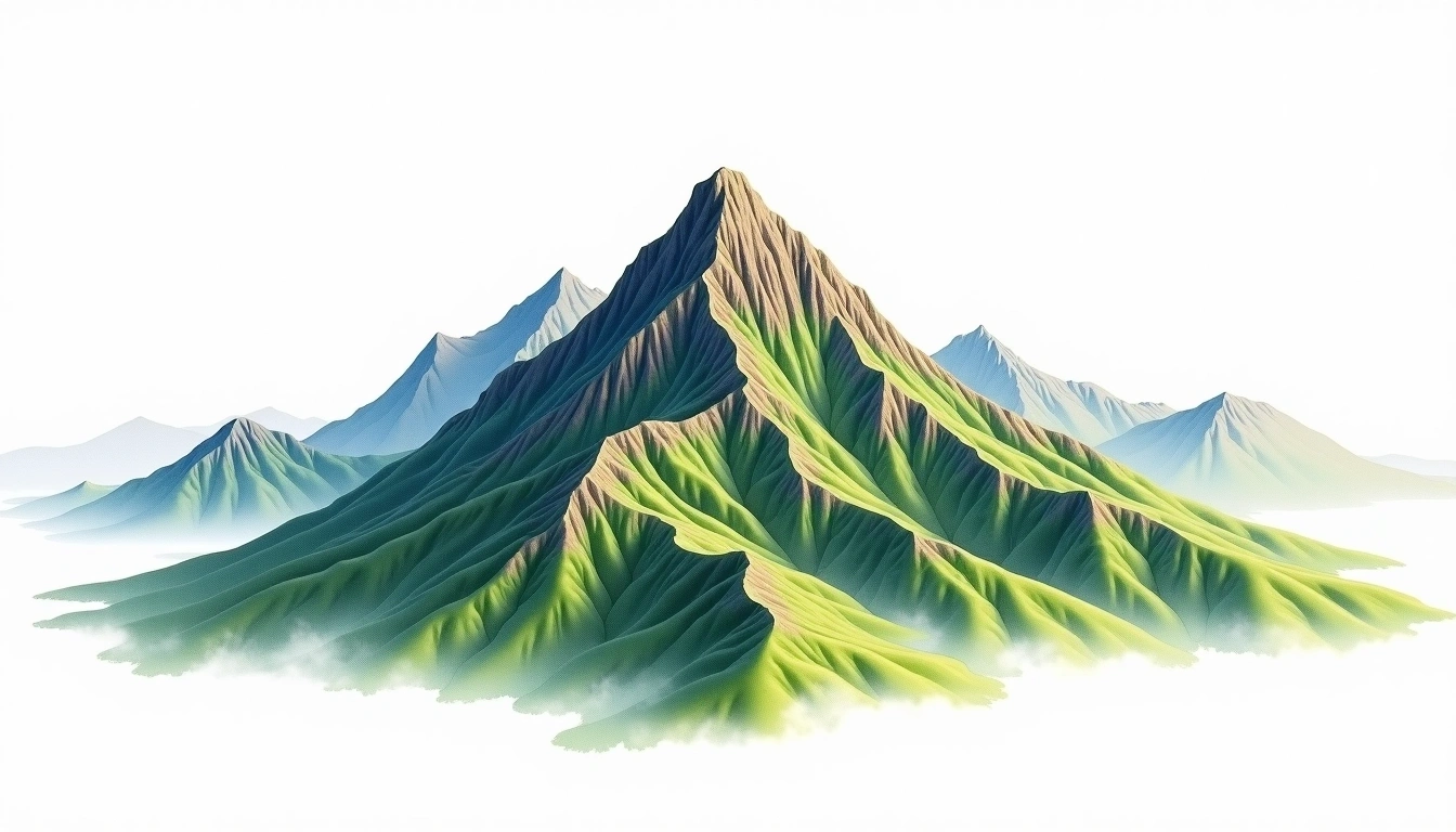 Birobongsan — 1,288m — South Korea — watercolor illustration