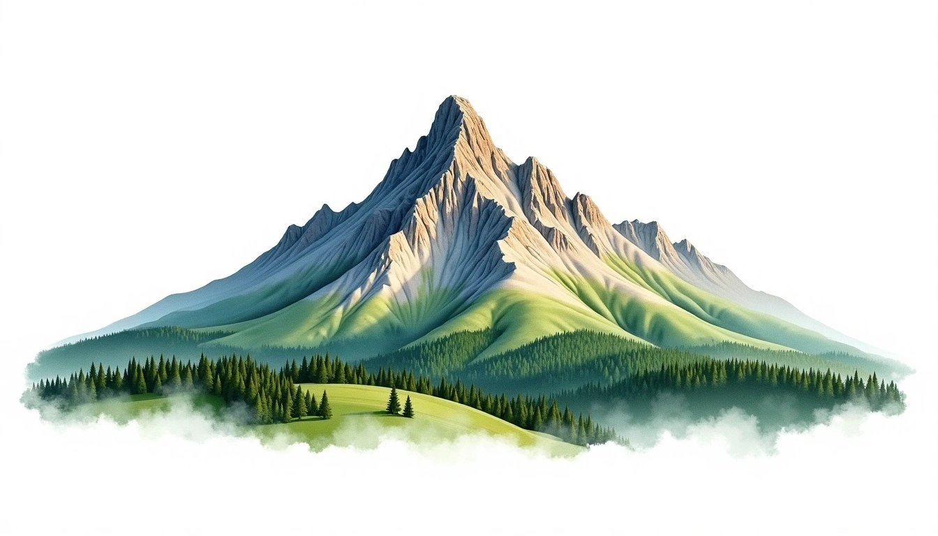 Black Elk Peak — 2,207m — United States — watercolor illustration