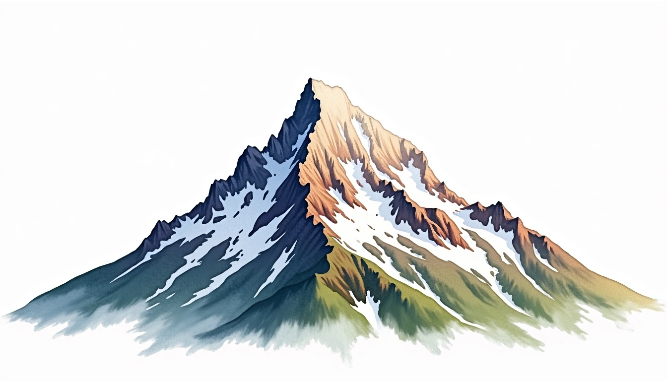 Borah Peak — 3,859m — United States — watercolor illustration