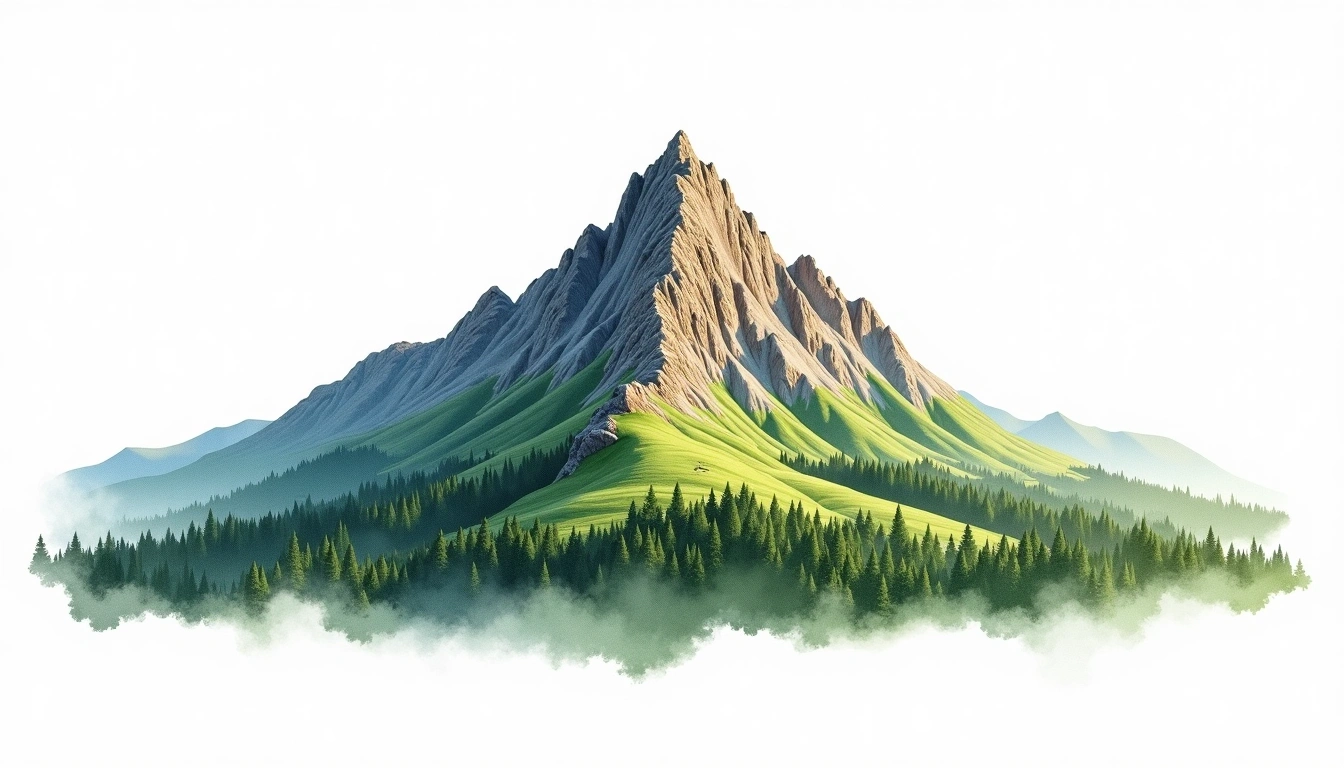 Botev Peak — 2,376m — Bulgaria — watercolor illustration