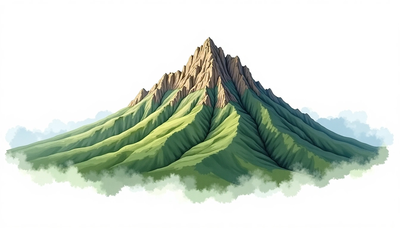 Brahmagiri — 1,608m — India — watercolor illustration