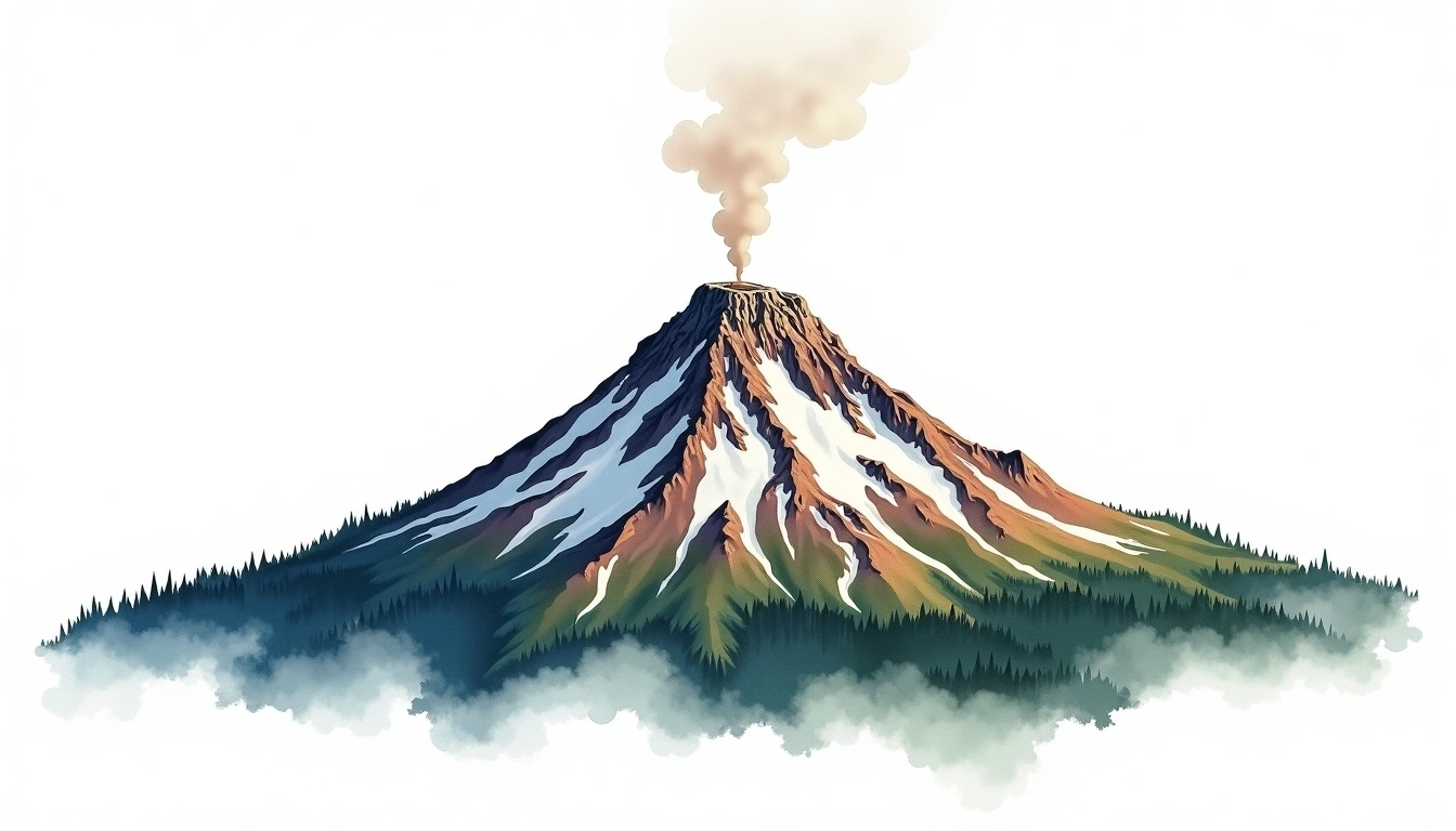 Broken Top — 2,799m — United States — watercolor illustration