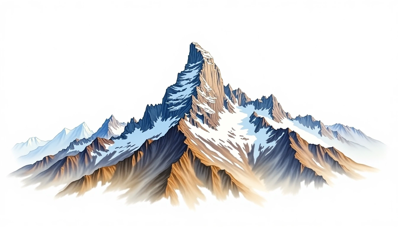 Bugaboo Spire — 3,185m — Canada — watercolor illustration