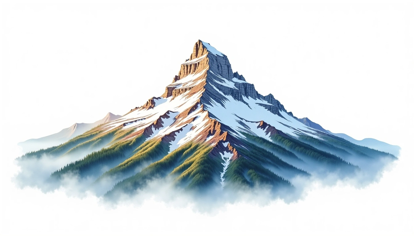 Castle Mountain — 2,766m — Canada — watercolor illustration