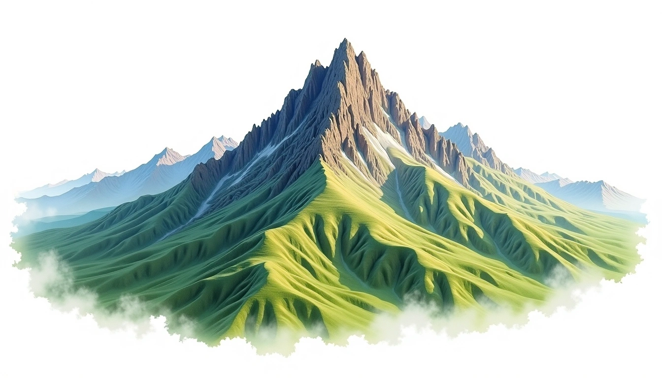 Cathkin Peak — 3,149m — South Africa — watercolor illustration
