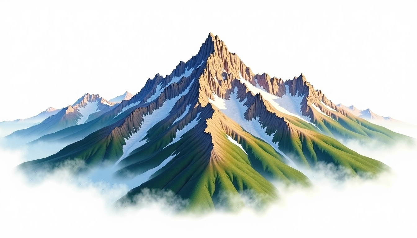 Cerro Hyades — 2,318m — Argentina — watercolor illustration