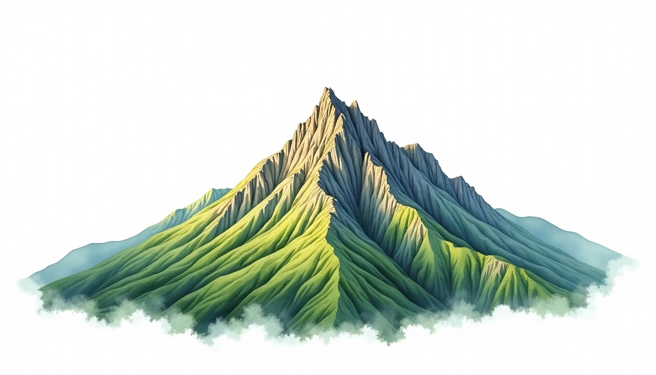 Cerro Las Mitras — 1,940m — Mexico — watercolor illustration