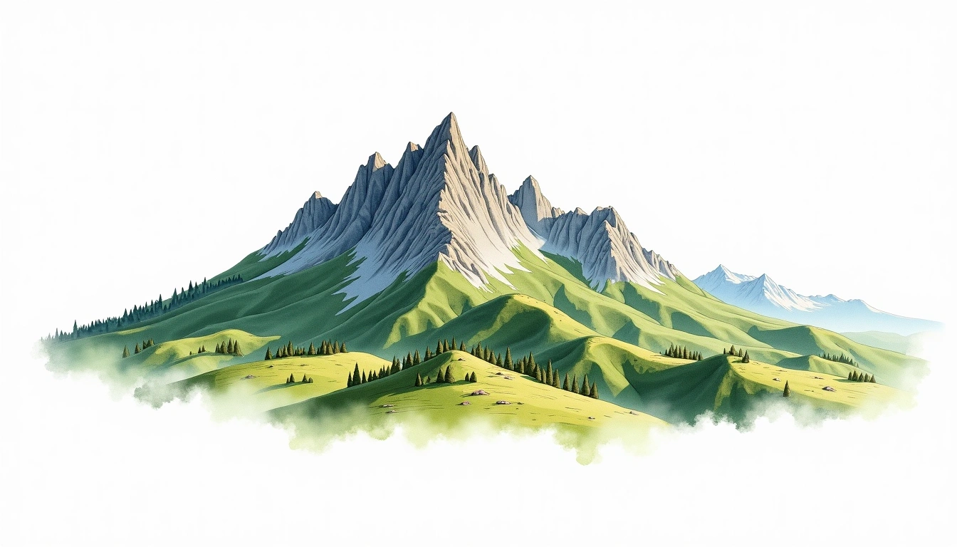 Champagne Castle — 3,377m — South Africa — watercolor illustration