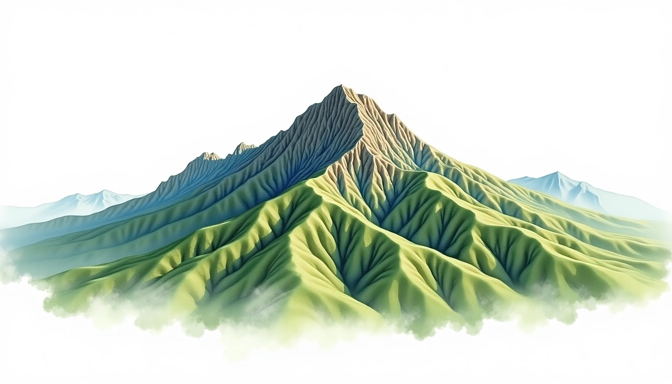 Cheaha Mountain — 734m — United States — watercolor illustration