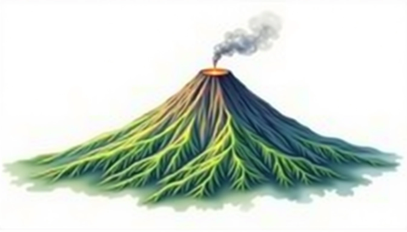 Chokai-san — 2,236m — Japan — watercolor illustration