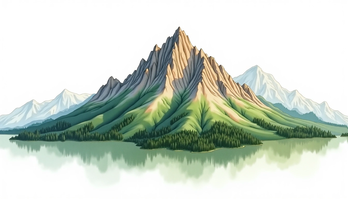 Cirque Mountain — 1,652m — Canada — watercolor illustration