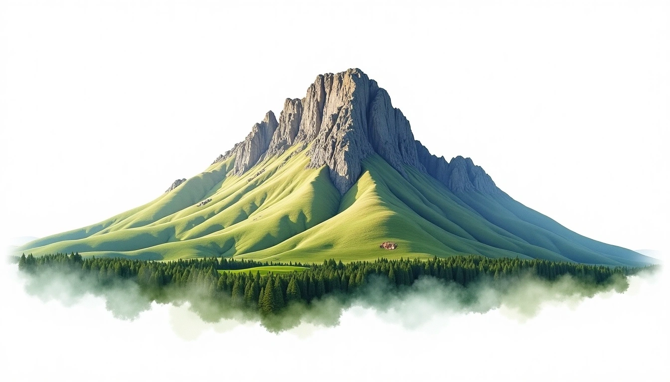 Cradle Mountain — 1,545m — Australia — watercolor illustration