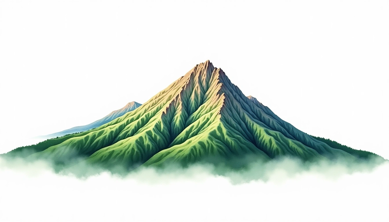 Daibosatsu-rei — 2,057m — Japan — watercolor illustration
