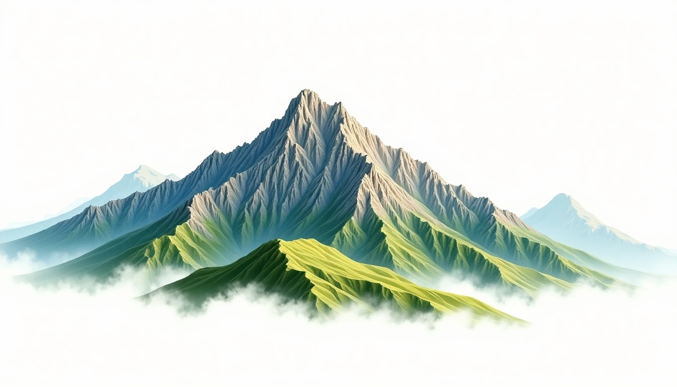 Dajian Shan — 3,594m — Taiwan — watercolor illustration